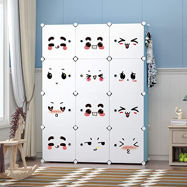 YOZO Cube Storage Organzier Portable Closet Wardrobe Bedroom Dresser (71x14x71 inches) Portable Closet Cube Shelf Armoire Pantry Cabinet, 25 Cubes, Blue 25Cubes Blue