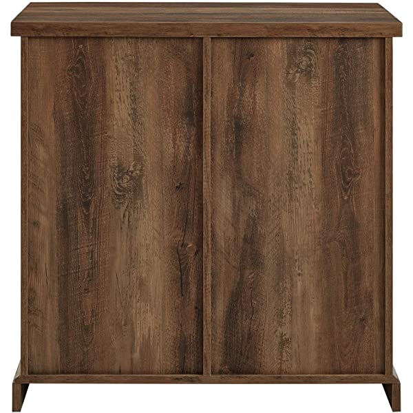 Walker Edison Beaumont Modern Farmhouse Sliding Slat Door Storage Cabinet, 32 Inch, White Oak White Oak Groove Door Cabinet