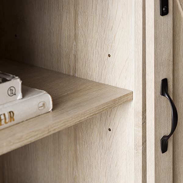 Walker Edison Richmond modern farmhouse sliding barn door TV stand for up to 52 inches, white and rustic oak white without fireplace 52 inches TV