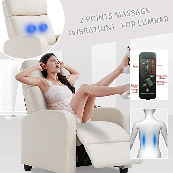 Recliner Chair for Living Room Massage Recliner Sofa Reading Chair Winback Single Sofa Home Theater Seating Modern Reclining Chair Easy Lounge with PU Leather Padded Seat Backrest (Brown)