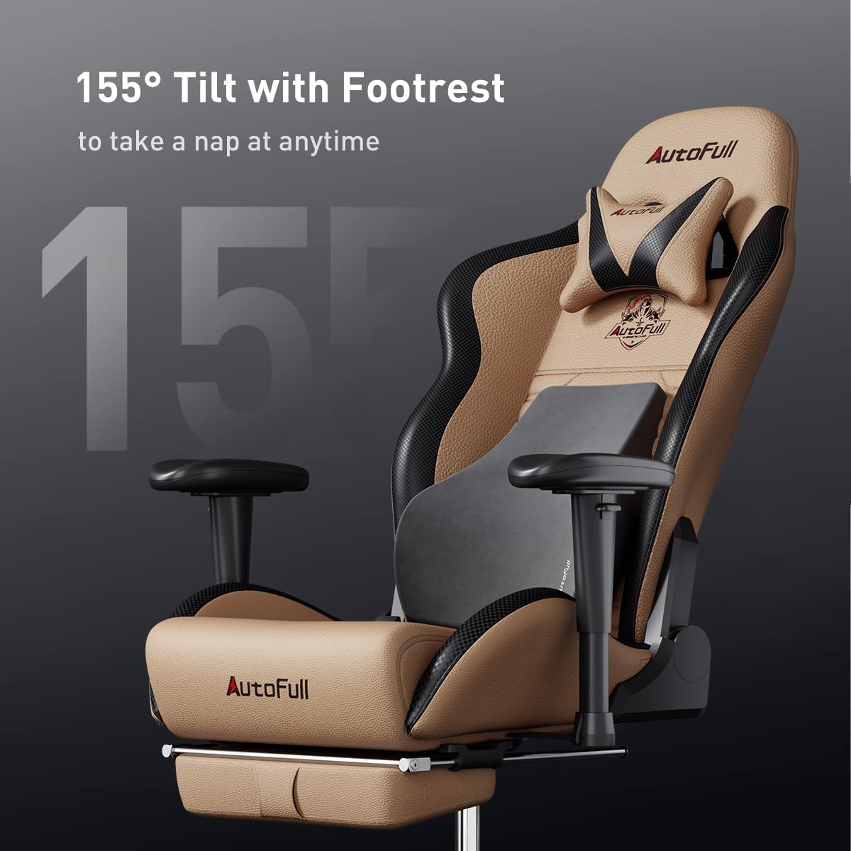 AutoFull C3 Gaming Chair Ergonomic Office Chair with 3D Bionic Lumbar Support, Racing Style Premium PU Leather Computer Chair Gamer Chairs with Footrest and Headrest(3-Years Warranty)