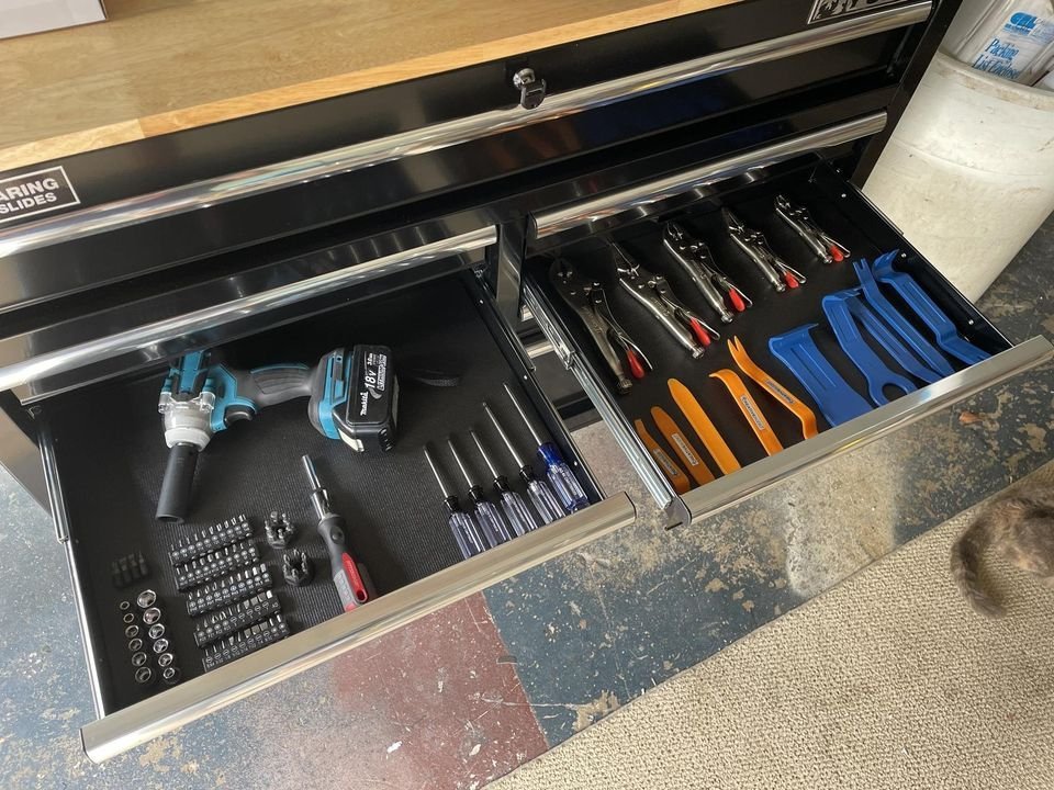 46 in. 9 Drawer Mobile Storage Cabinet with Solid Wood Top.