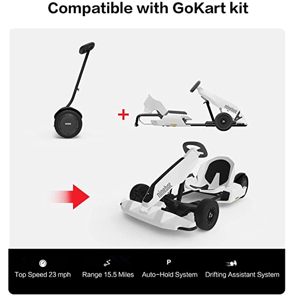 Segway Ninebot S and S-Max Smart Self-Balancing Electric Scooter with LED Light, Powerful and Portable, Compatible with Gokart kit Ninebot S, Black