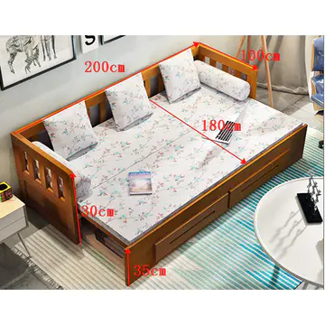Solid wood sofa bed living room foldable multi-functional sitting-bed single 1.2m small apartment 1.5 double 1.8m