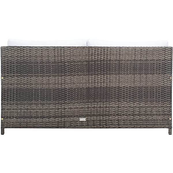 Safavieh Outdoor Collection Cadeo Brown Cushion Daybed PAT7500C, Grey/White