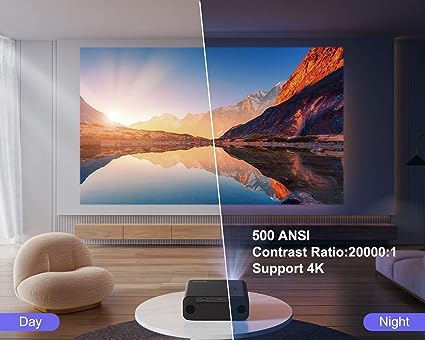 [Auto Focus] Projector with WiFi 6 and Bluetooth 5.2,500 ANSI Projector 4K