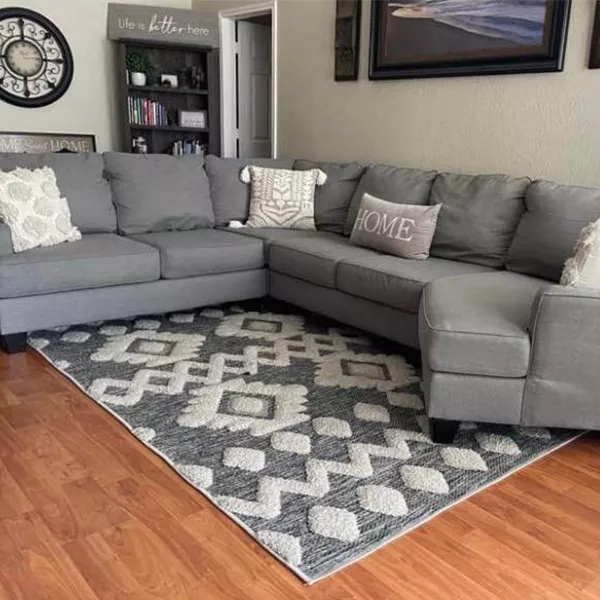 MODERN LARGE SET L-SHAPED MICROFIBRE SOFA WITH DOUBLE-SIDED LOUNGE OTTOMAN FOR LIVING ROOM FURNITURE