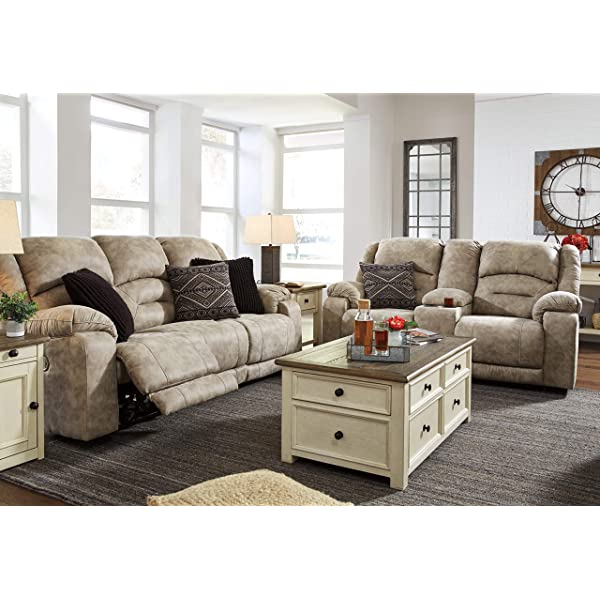 Signature Design by Ashley Tyler Creek Rustic Chair Side End Table with Pull-Out Tray & USB Ports, Brown Blackish Brown Table